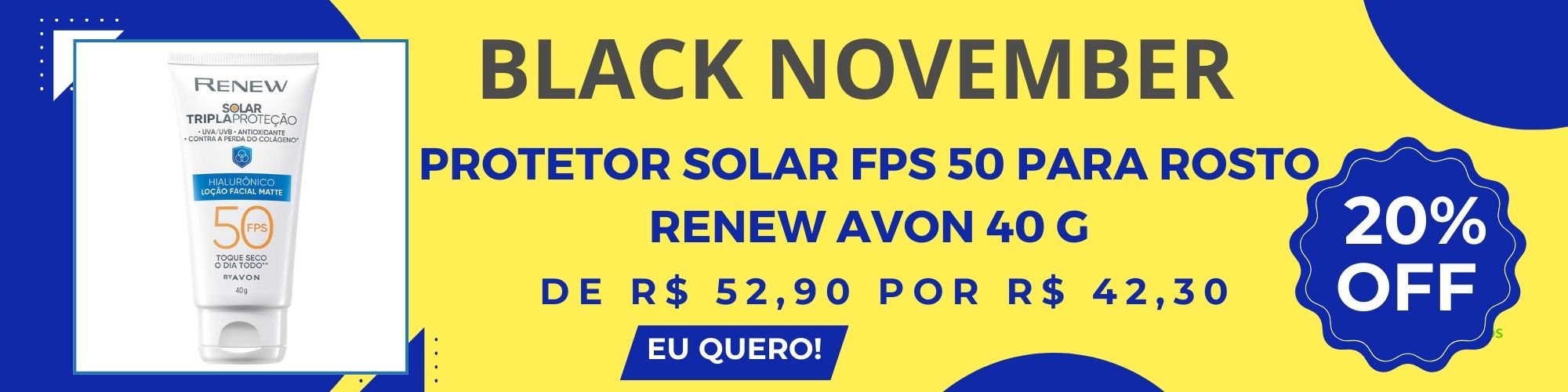 Black friday renew protetor solar rosto fps 50 avon